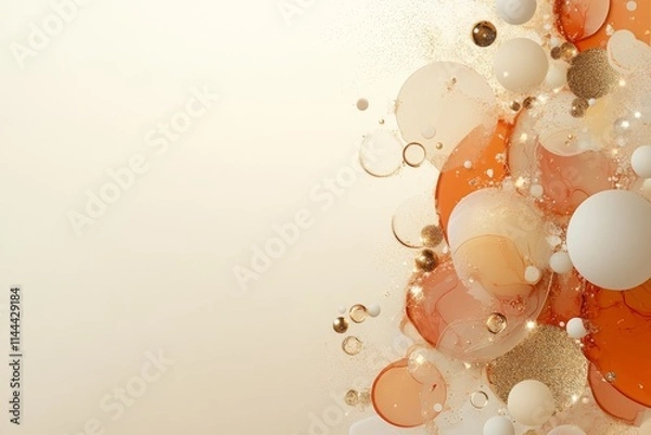Fototapeta Colorful abstract composition with circles and spheres in warm tones creating a vibrant visual effect