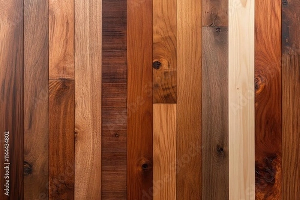 Fototapeta Diverse collection of wooden planks arranged in a visually appealing pattern showcasing their unique grains and textures