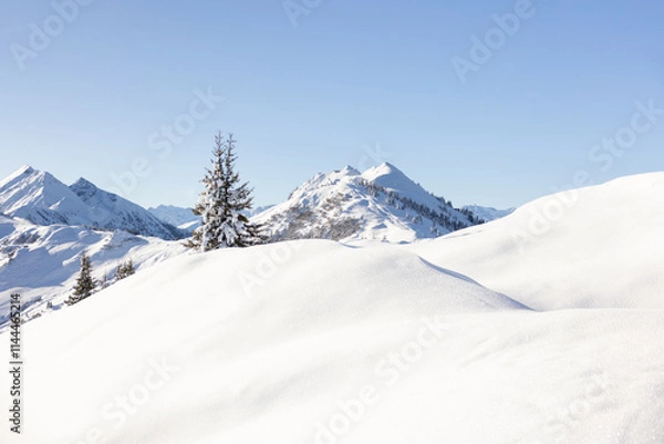 Obraz Winter in the Austrian Alps. Snowy background with copy space