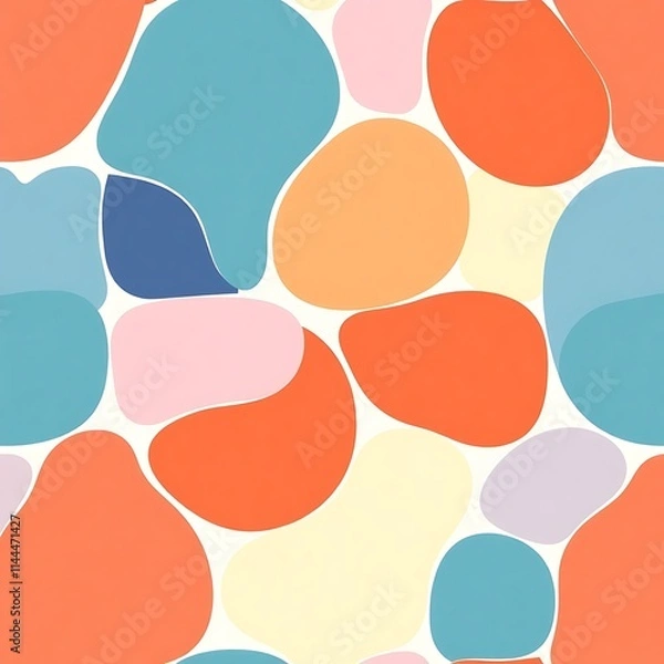 Fototapeta Abstract Pastel Shapes Seamless Pattern 