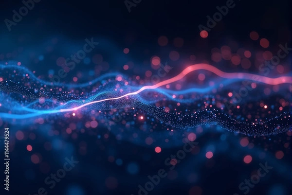 Obraz A cyber innovation AI background featuring glowing digital streams, abstract grid patterns, and high-tech data overlays for a futuristic concept..