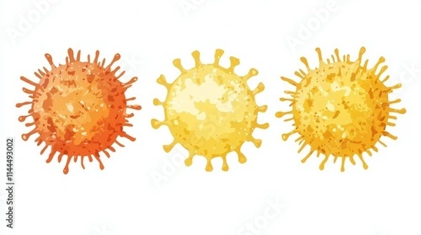 Fototapeta Cute and Colorful Microorganisms Representing Bacteria and Virus in High Quality Illustration for Educational Use