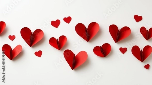 Obraz Red hearts on a white background