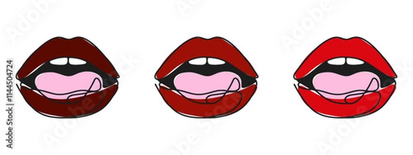 Obraz kiss mark, lip line drawing. Vector Illustration. one line art style isolated on white background. Minimalism hand drawn style.