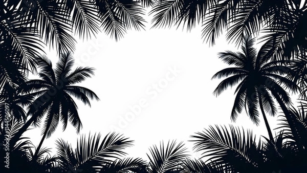 Fototapeta Coconut tree silhouette border