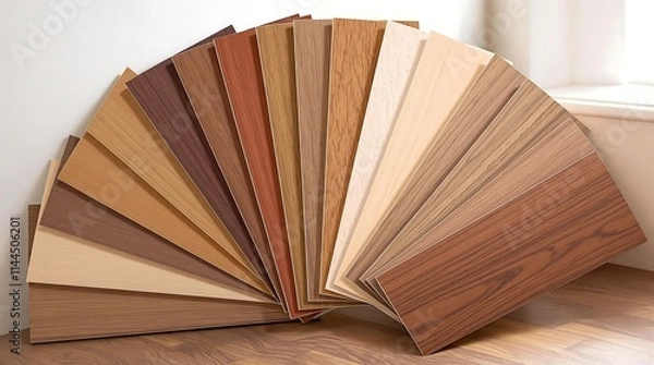 Fototapeta Assortment of Wood Color Tone Samples for Interior Design Showcasing Shades and Textures for Flooring or Furniture