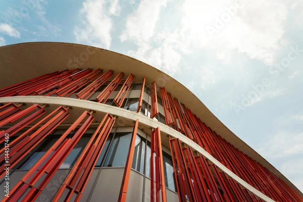 Fototapeta Architecture Building in Zaragoza in Red