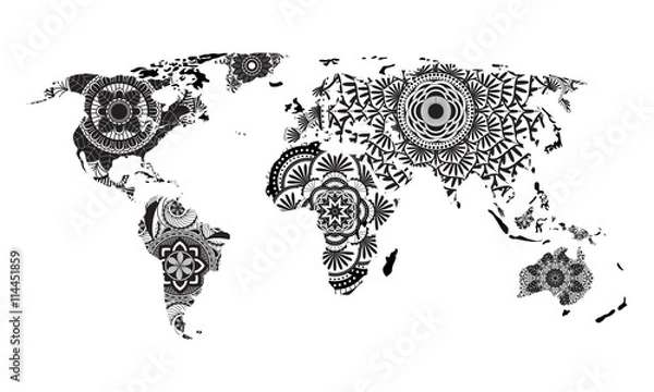 Fototapeta Mandala World Map Vector