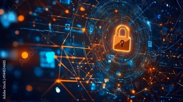 Fototapeta Conceptual Graphic of Encrypted Lock Symbol in Digital Space