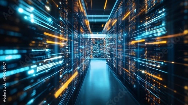 Fototapeta Dynamic Visualization of Data Streams Flowing Through Spaces