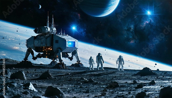 Fototapeta spaceship and moon