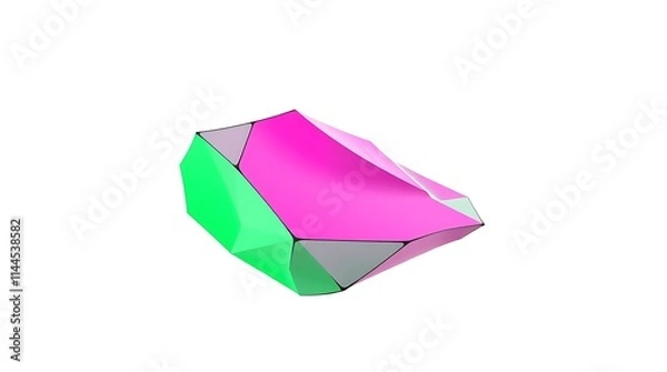Fototapeta Abstract Pink and Green Geometric Crystal: A Vibrant Low-Poly Design