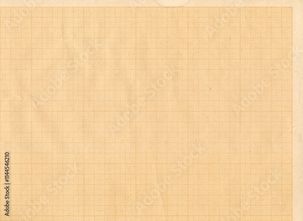 Fototapeta Millimeter graph paper grid. Vintage abstract checkered sheet of paper background. Technical architect blank. Square geometric design elements.