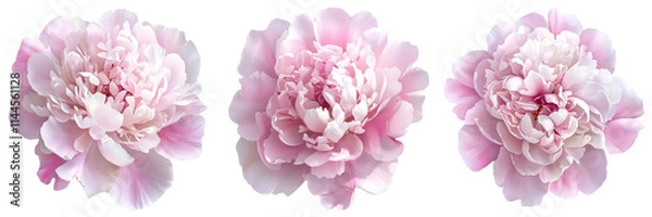 Fototapeta Set of A delicate pink peony flower with soft on transparent png background