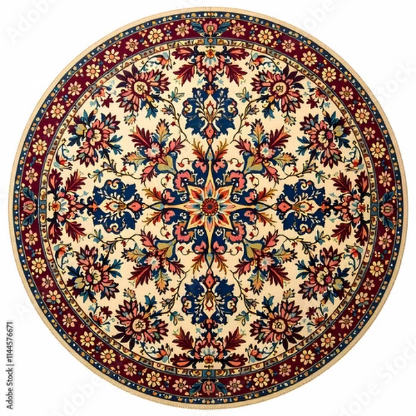 Obraz Vintage circle Persian Carpet with floral design on a transparent background