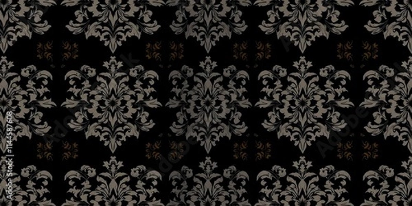 Fototapeta Intricate gothic damask wallpaper design perfect for dark and elegant interior spaces, wallpaper, background