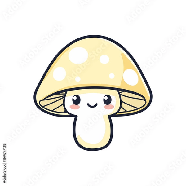 Fototapeta Cute Kawai Mushroom Vector PNG Transparent Background