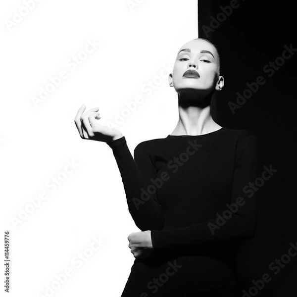 Fototapeta Elegant blode in geometric black and white background