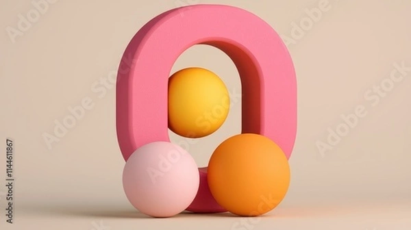 Fototapeta Abstract Composition with Colorful Shapes and Soft Pastel Background