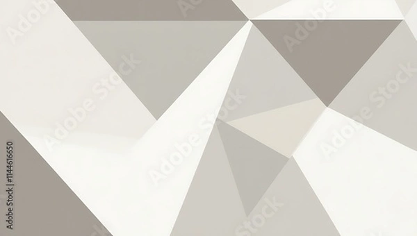 Fototapeta Geometric abstract design with overlapping light gray and white triangles, forming a textured, minimalist polygonal pattern with a soft, neutral, and calming aesthetic.