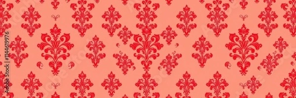 Obraz Elegant and sophisticated red damask pattern background for design projects, background, pattern, decorative