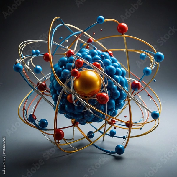 Fototapeta A model of an atom with electrons orbiting