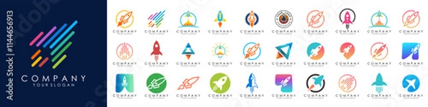 Fototapeta set of creative rocket logo design. vector illustration