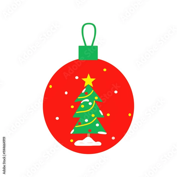 Fototapeta Ball, Christmas tree toy, holiday decoration, bright colored picture, transparent background.