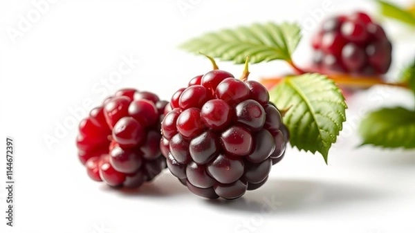 Fototapeta Black Raspberry Isolated on White - High-Resolution Photorealistic Image