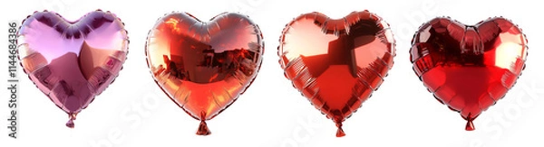 Fototapeta Isolated Heart Balloons on Transparent Background