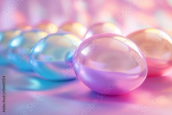 Obraz Metallic glossy easter eggs on gradient background