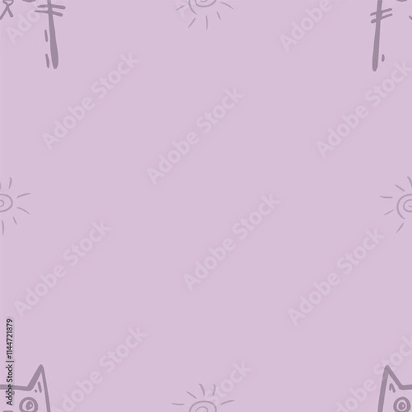 Fototapeta Seamless vector pattern with cute draw cats. Simple doodle style	
