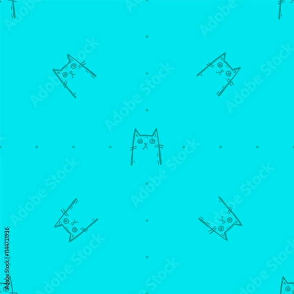 Fototapeta Seamless vector pattern with cute draw cats. Simple doodle style	
