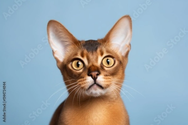 Fototapeta Portrait of a funny abyssinian cat isolated in modern minimalist interior
