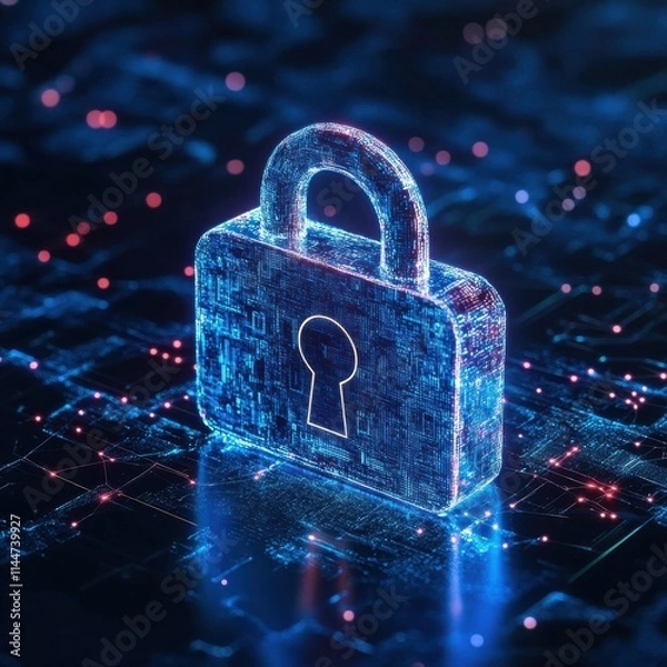 Obraz padlock and key cybersecurity