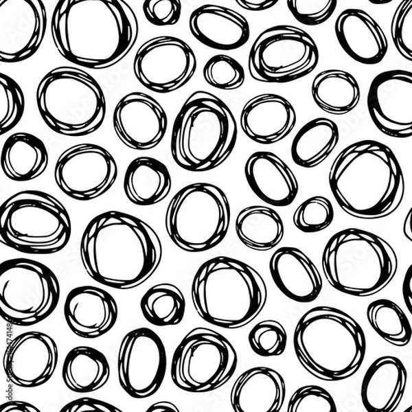 Fototapeta Hand drawn doodle circles seamless pattern.