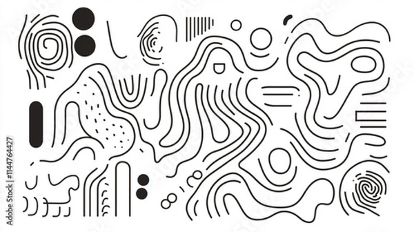 Fototapeta Abstract line art vector elements for creative illustrations and graphic design,