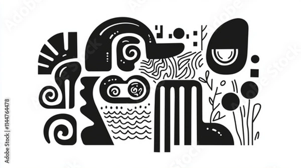 Fototapeta Abstract line art vector elements for creative illustrations and graphic design,