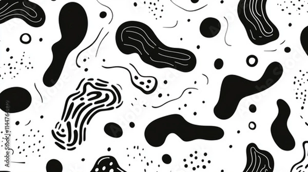 Fototapeta Abstract patterns with doodle shapes, curves, and lines for trendy illustrations