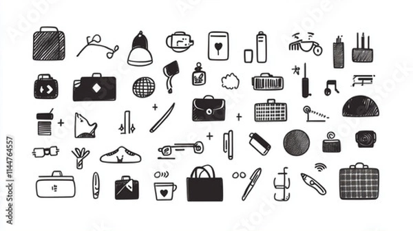 Fototapeta Business casual doodle icons and graphic symbols for projects