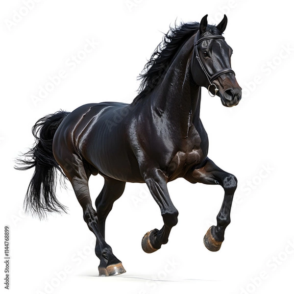 Obraz Majestic Brown Horse Portrait on White Background