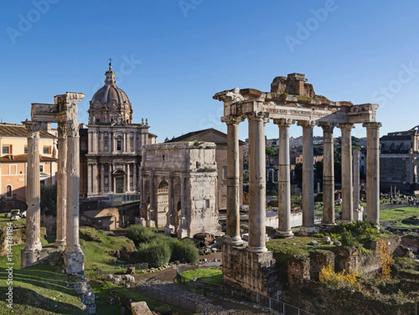 Fototapeta View of the Roman Forum from via del Campidoglio