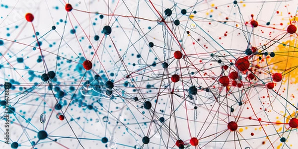 Fototapeta Interconnected Nodes and Threads Network