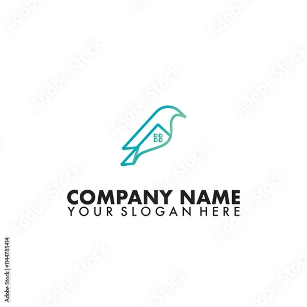 Fototapeta Home and bird logo line design vector