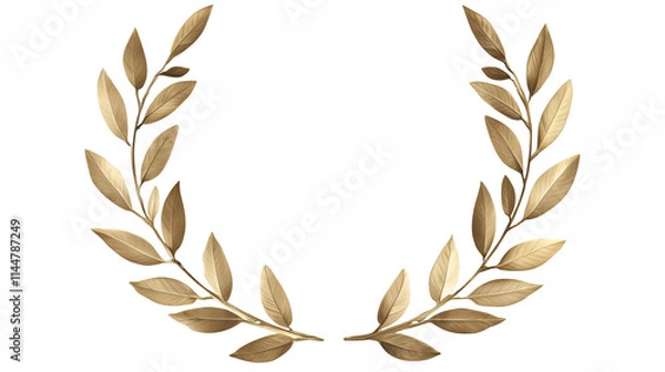 Fototapeta Isolate Golden Laurel Wreath on Transparent Background 