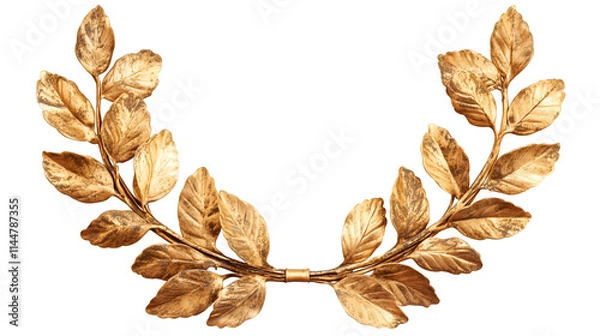 Fototapeta Isolate Golden Laurel Wreath on Transparent Background 