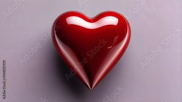 Fototapeta Detailed image of a red heart symbolizing tenderness and affection. Perfect for holiday decorations and romantic events. Generated by AI.