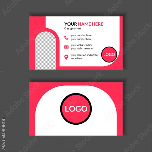 Fototapeta Double-sided creative business card template. Portrait and landscape orientation. Horizontal and vertical layout. Vector illustration