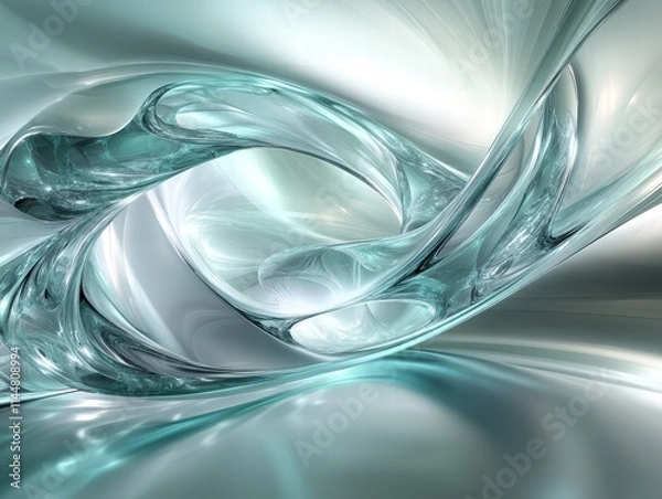 Fototapeta Dynamic Flow of Abstract Geometric Shapes Digital Environment Matte Teal and Silver Grey Composition Modern Art Close-Up View Contemporary Concept