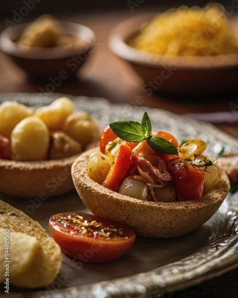 Fototapeta bruschetta with tomato sauce